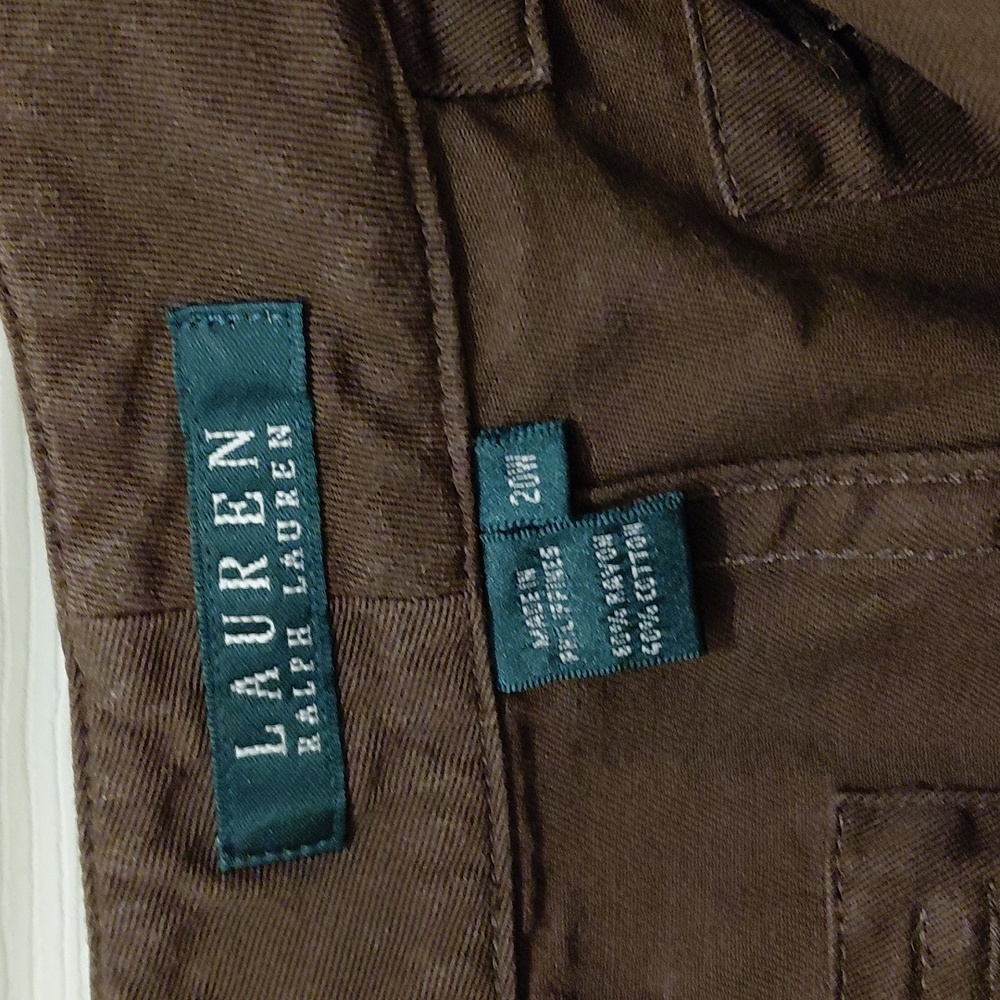 GUC Lauren Ralph Lauren Brown Cargo Pants 20W 6 Pockets Adjust Waist See Note* - Picture 6 of 7